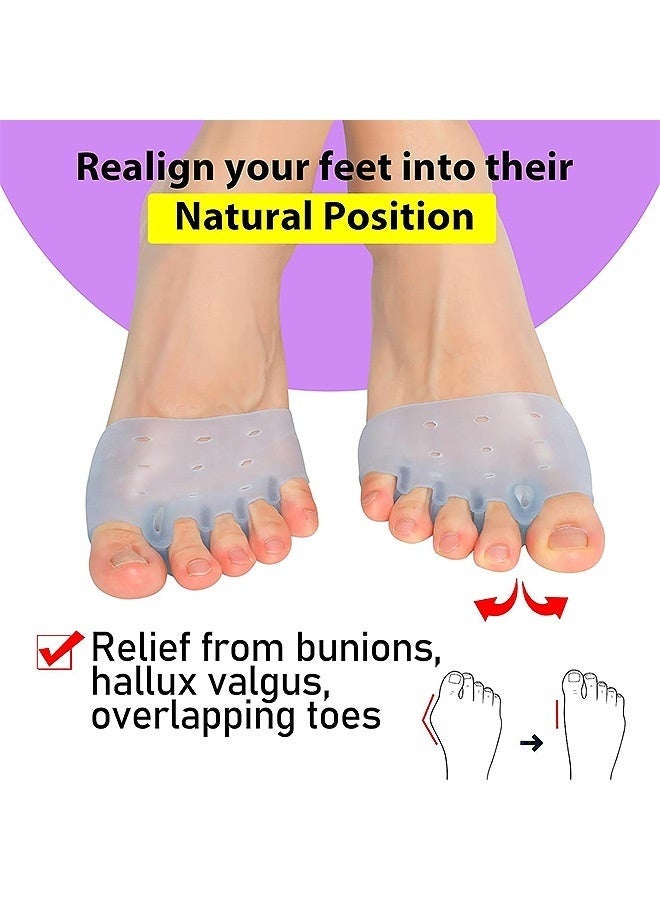 4 Pairs Silicone Toe Spacers for Breathable Soft Gel Toe Spacers, Metatarsal Pads, Toe Separators for Relief Foot and Bunion Pain, Plantar Fasciitis Mortons Neuroma Blisters, Diabetic Feet Hammer Toe - Image 4